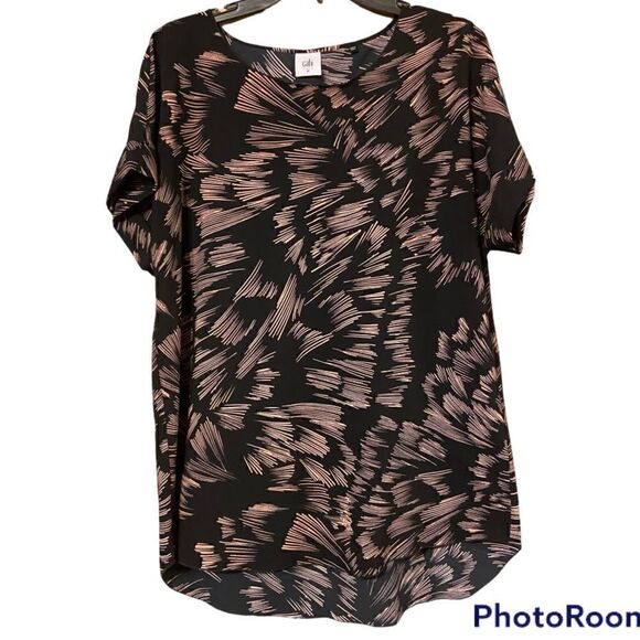 Cabi Women’s Short Sleeve Brown and Black Tunic Blouse Size Medium - Picture 1 of 8